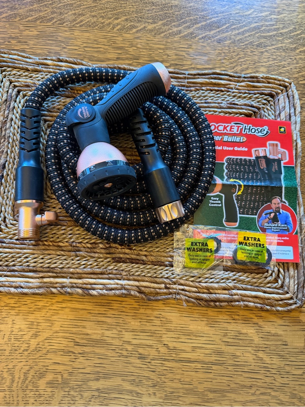 Copper Bullet Expandable Pocket Hose with Thumb Spray Nozzle Expands 25 ft